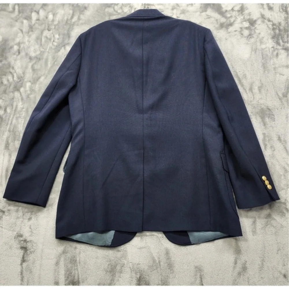 Vintage Stafford Blazer Mens 43R‎ Blue Hopsack Gold Button Sport Coat Jacket